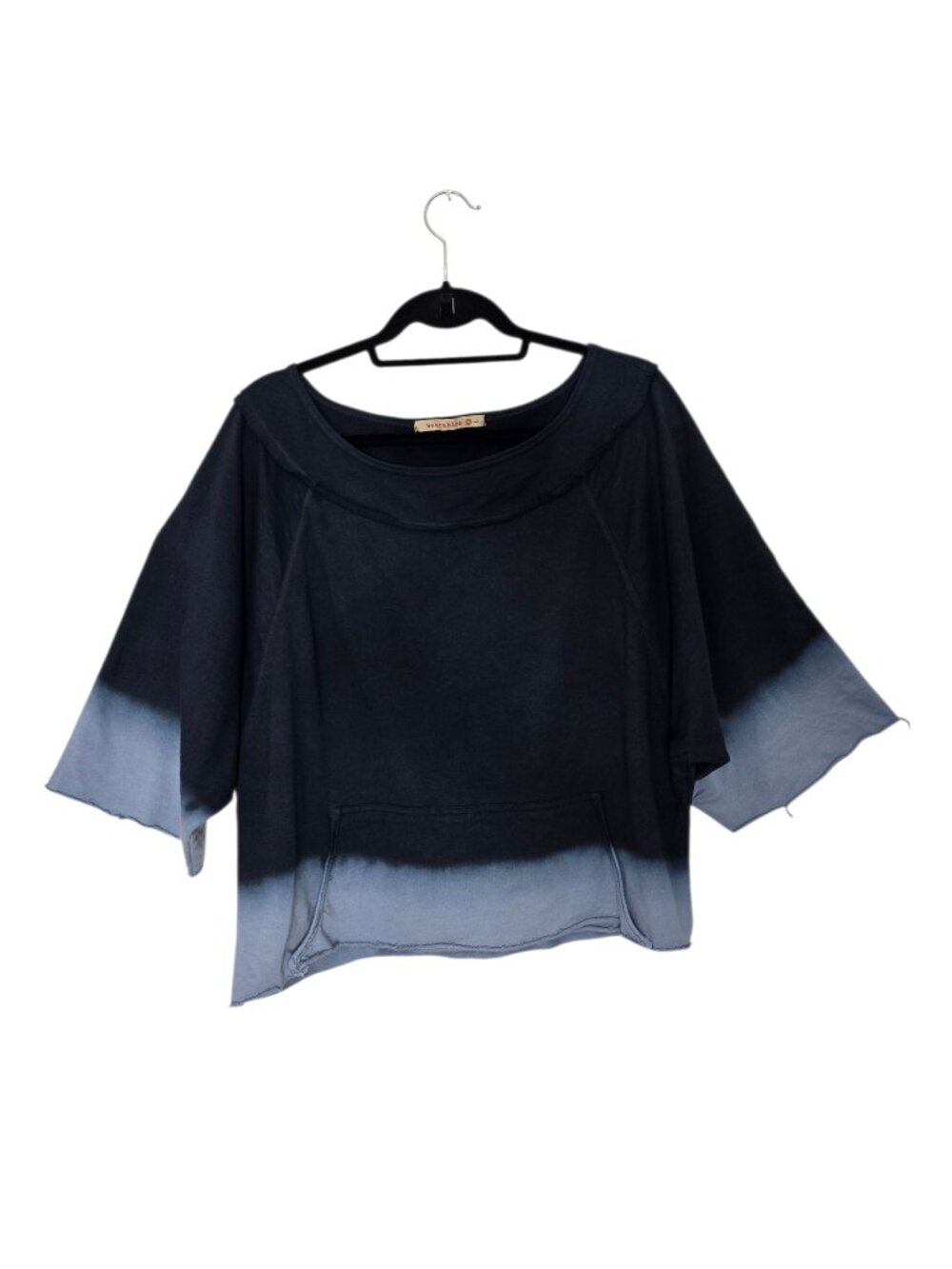 Wearables by XCVI Women's Blue Ombre Baggy Cropped Sweatshirt Size Large